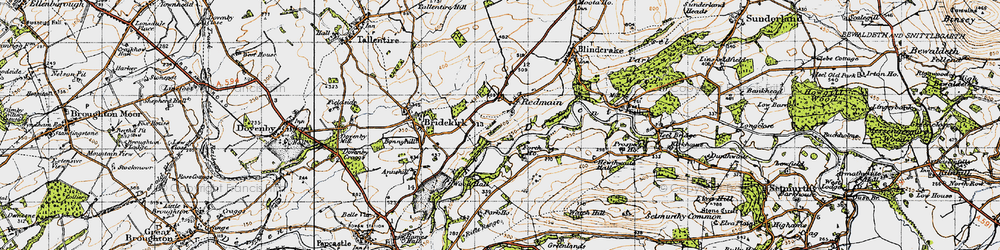 Old map of Wood Hall Fm in 1947
