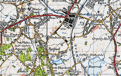 Old map of Rednal in 1947