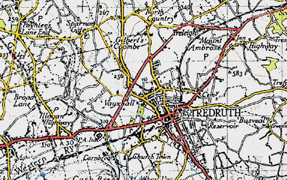 Old map of Redruth in 1946