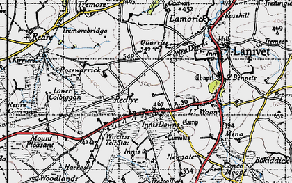 Old map of Redtye in 1946