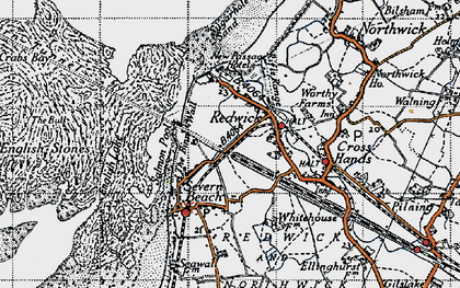 Old map of Binn Wall, The in 1946