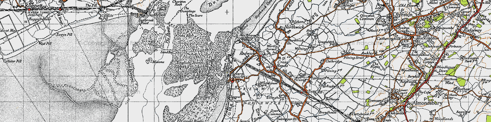 Old map of Binn Wall, The in 1946