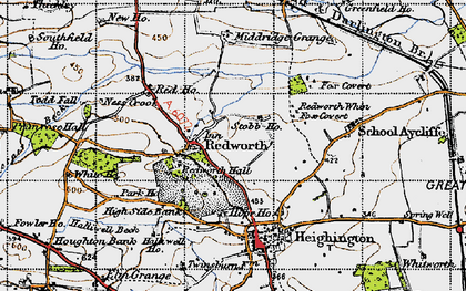 Old map of Redworth in 1947