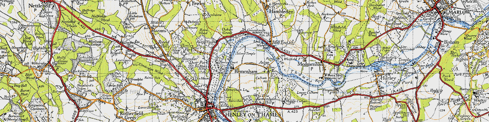 Old map of Remenham in 1947