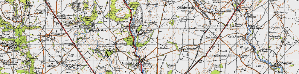 Old map of Rendcomb in 1946