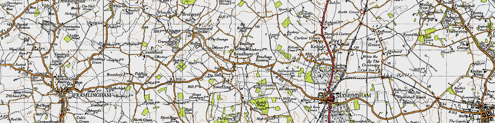 Old map of Rendham in 1946