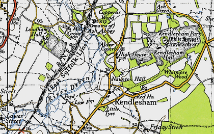 Old map of Rendlesham in 1946