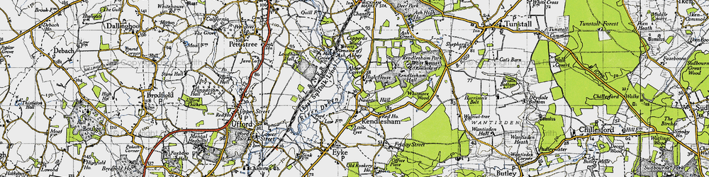 Old map of Rendlesham in 1946