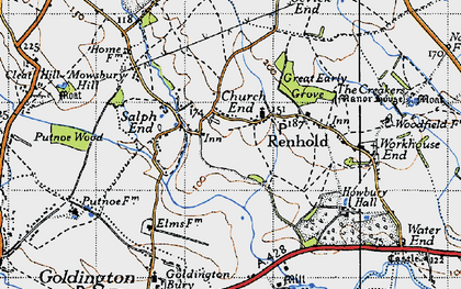 Old map of Renhold in 1946