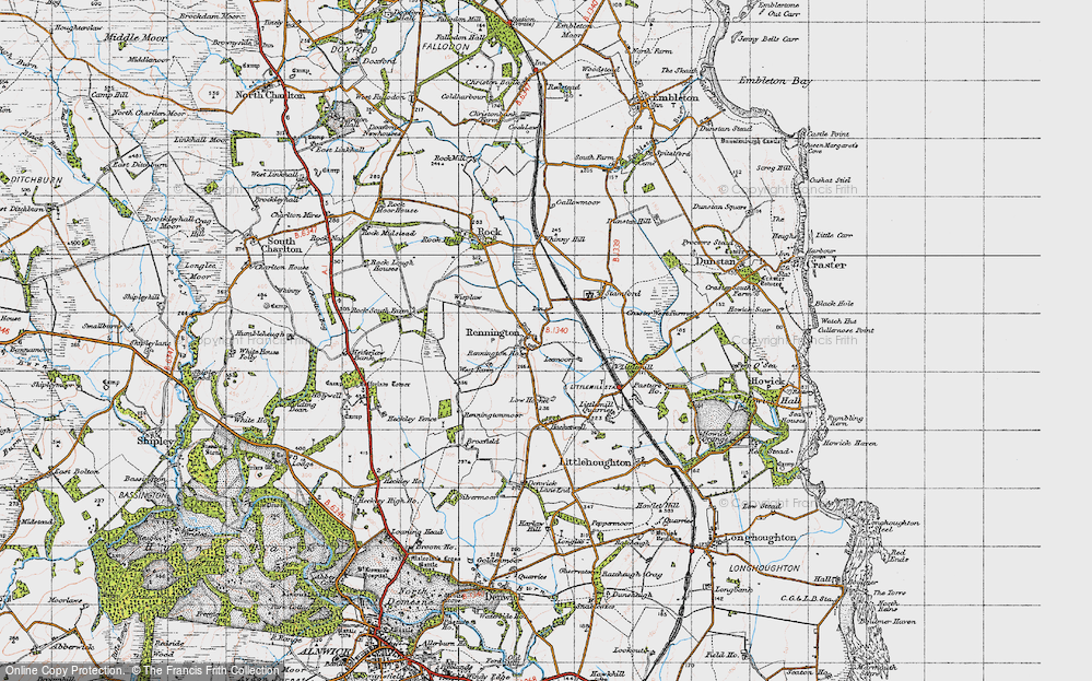 Old Map of Rennington, 1947 in 1947