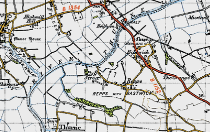 Old map of Repps in 1945