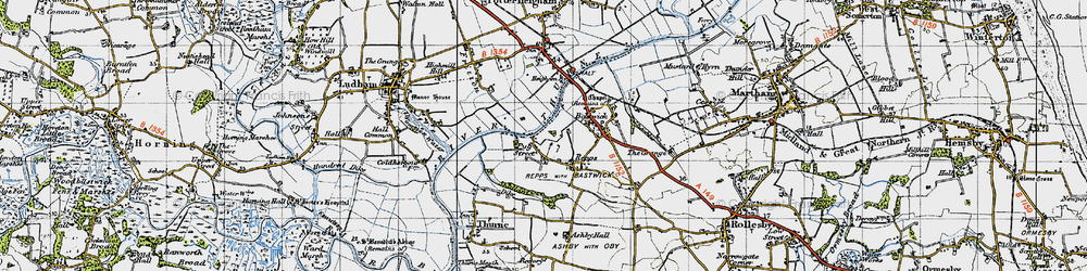 Old map of Repps in 1945