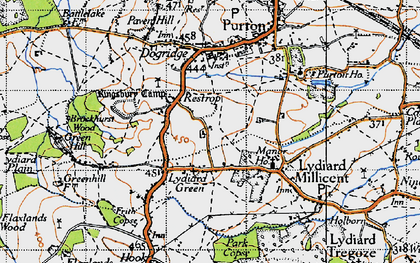Old map of Restrop in 1947