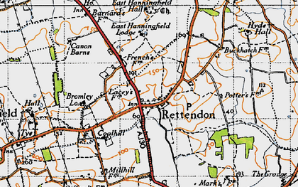 Old map of Rettendon in 1945