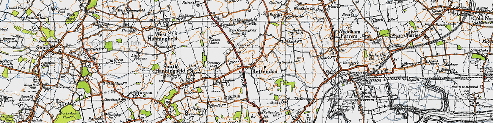 Old map of Rettendon in 1945