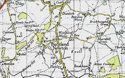 Old map of Rew in 1945