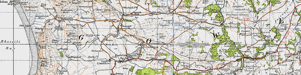 Old map of Reynoldston in 1946