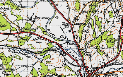 Old map of Rhadyr in 1946