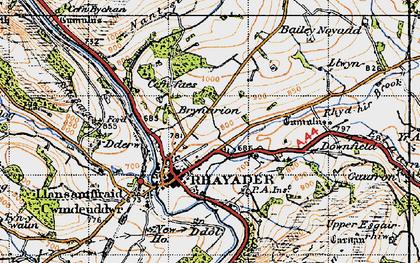 Old map of Rhayader in 1947