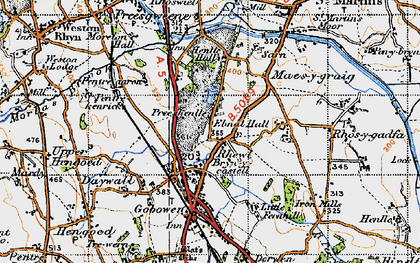Old map of Rhewl in 1947