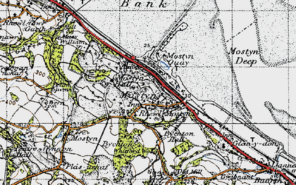 Old map of Rhewl-Mostyn in 1947