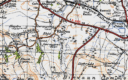 Old map of Rhigos in 1947
