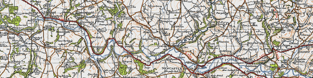 Old map of Rhippinllwyd in 1947
