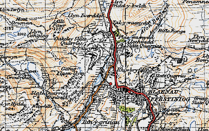 Old map of Rhiwbryfdir in 1947