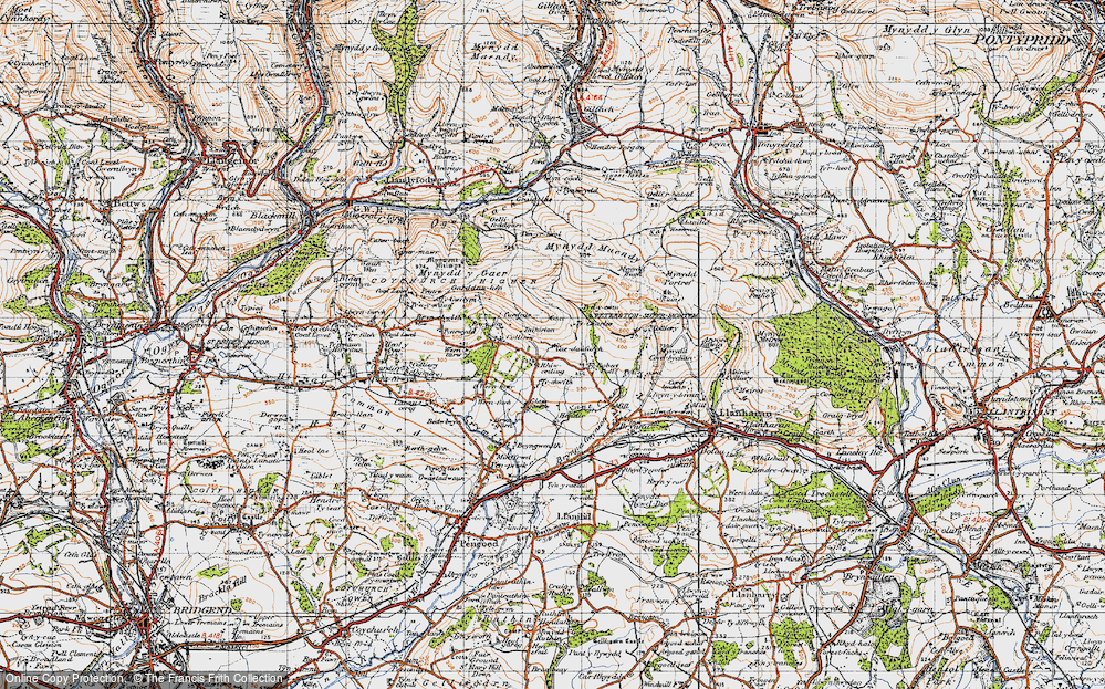 Old Map of Rhiwceiliog, 1947 in 1947