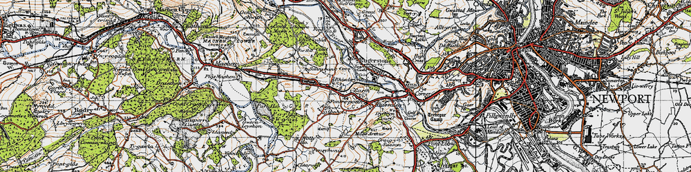 Old map of Rhiwderin in 1947