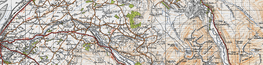 Old map of Rhiwen in 1947
