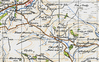 Old map of Rhiwlas in 1947