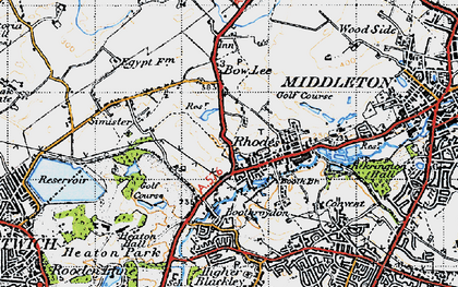 Old map of Rhodes in 1947