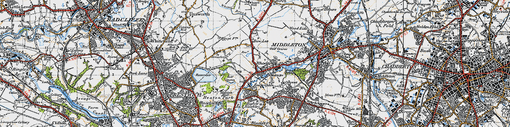 Old map of Rhodes in 1947