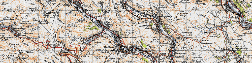 Old map of Rhondda in 1947