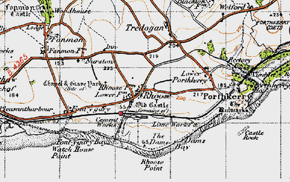 Old map of Rhoose in 1947