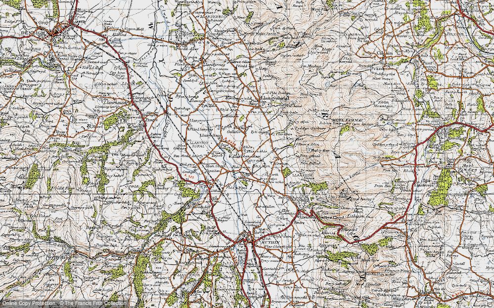 Old Map of Rhôs, 1947 in 1947