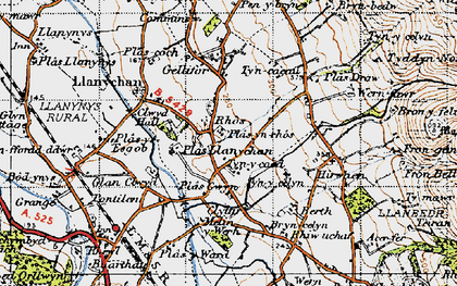Old map of Rhôs in 1947