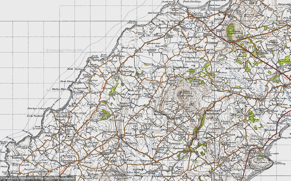 Old Map of Historic Map covering Brynodol in 1947