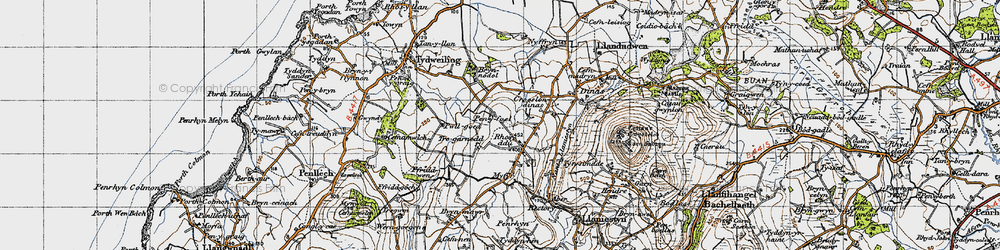 Old map of Tyn Llidiart in 1947