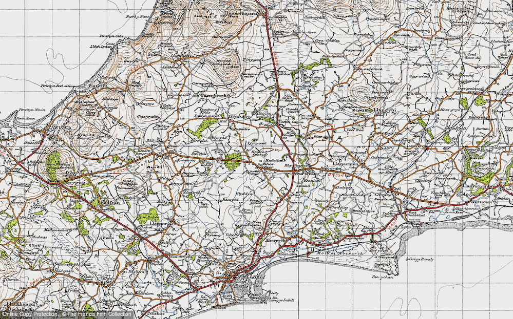 Old Map of Historic Map covering Brynaerau in 1947