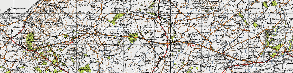 Old map of Brynaerau in 1947