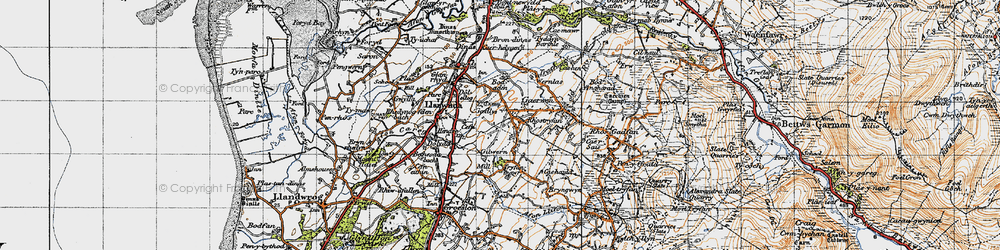 Old map of Rhos Isaf in 1947