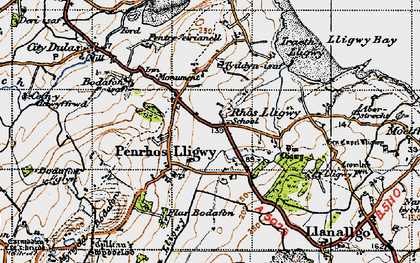 Old map of Rhôs Lligwy in 1947