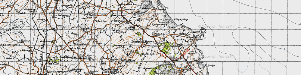 Old map of Rhôs Lligwy in 1947