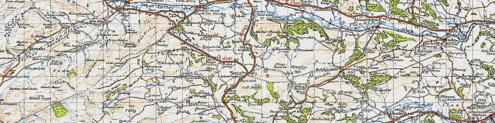 Old map of Aber Rhaeadr in 1947