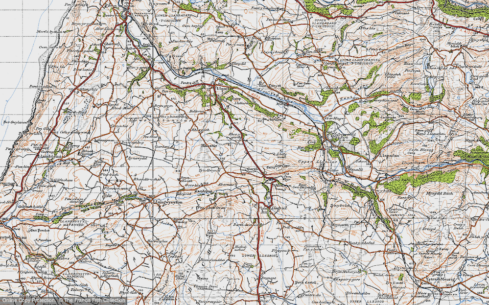 Old Map of Historic Map covering Lettymoel in 1947