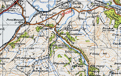 Old map of Afon Cymerig in 1947