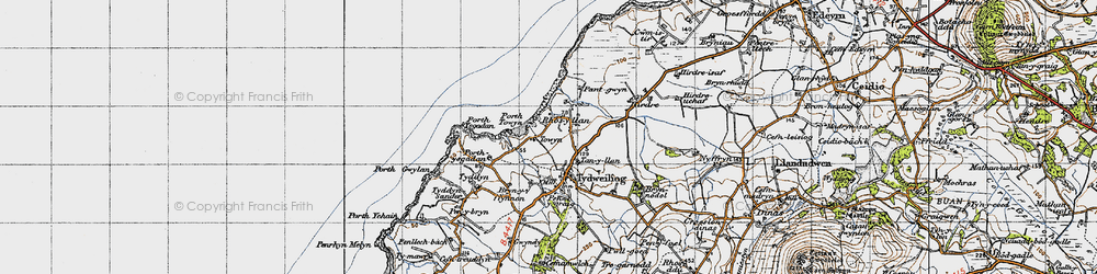 Old map of Porth Towyn in 1947