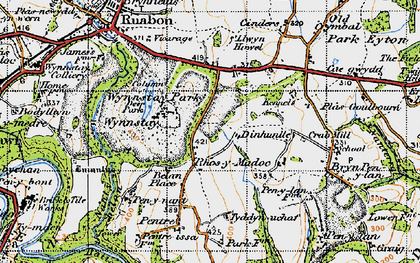 Old map of Rhos y madoc in 1947